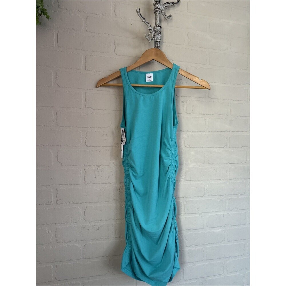 Aritzia Tna Chill Malibu New Dress ruched bodycon mini dress Size Small Green